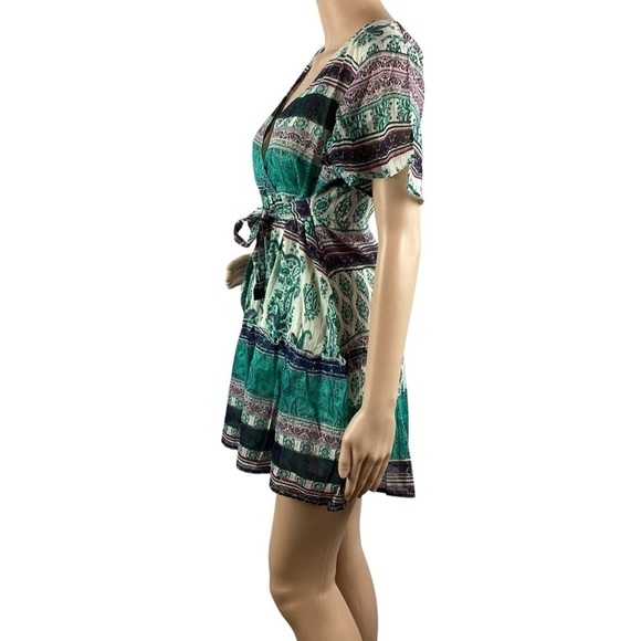 RAGA Short Wrap Dress Size S Turquoise Multicolor - Picture 4 of 7